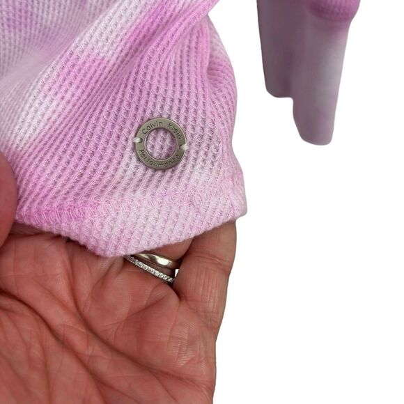Calvin Klein Performance Womens Top Waffle Knit Turtleneck Tie Dye Pink Plus 3X - Picture 6 of 10